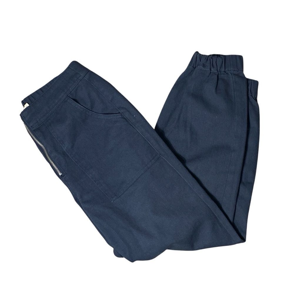 TGLA Blue Cargo Front Zip Cotton Joggers Casual Pants Women's Size XS